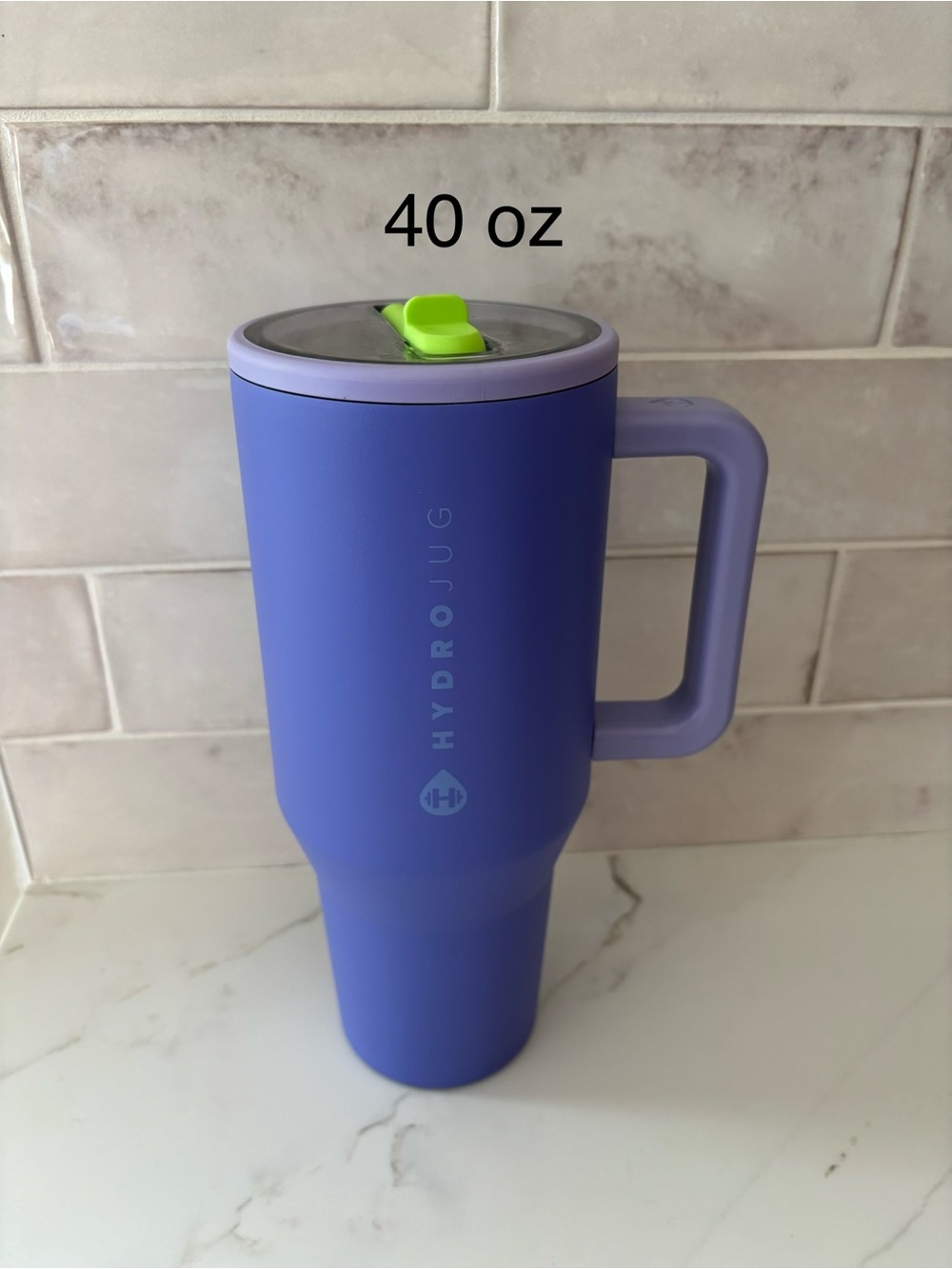 Hydrojug 40 oz tumbler mug with handle non spill flip top straw